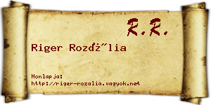 Riger Rozália névjegykártya